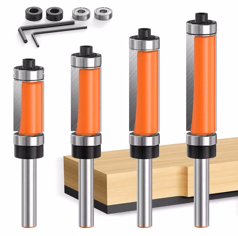 Set di 4 frese, con gambo da 6 mm, diametro da 12 mm, per lavorazione del legno