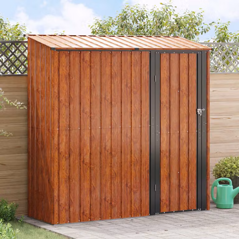 Casetta da giardino moderna vidaXL in metallo marrone L: 203,5 cm, P: 73 cm, H: 200 cm