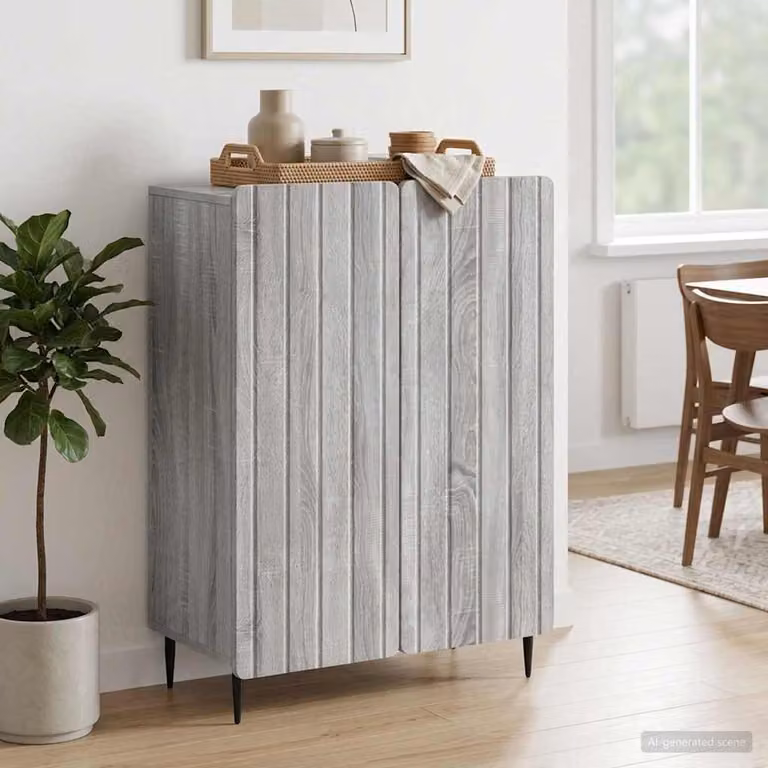 Credenza moderna vidaXL in legno ingegnerizzato e metallo, Grigio Sonoma, L 66 x P 34,5 x H 92 cm
