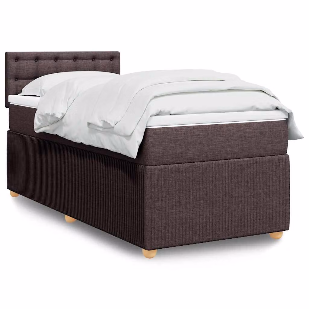 vidaXL Letto Ibrido con Giroletto a Molle e Materasso, Marrone e Bianco, L/P: 100 x 200 cm