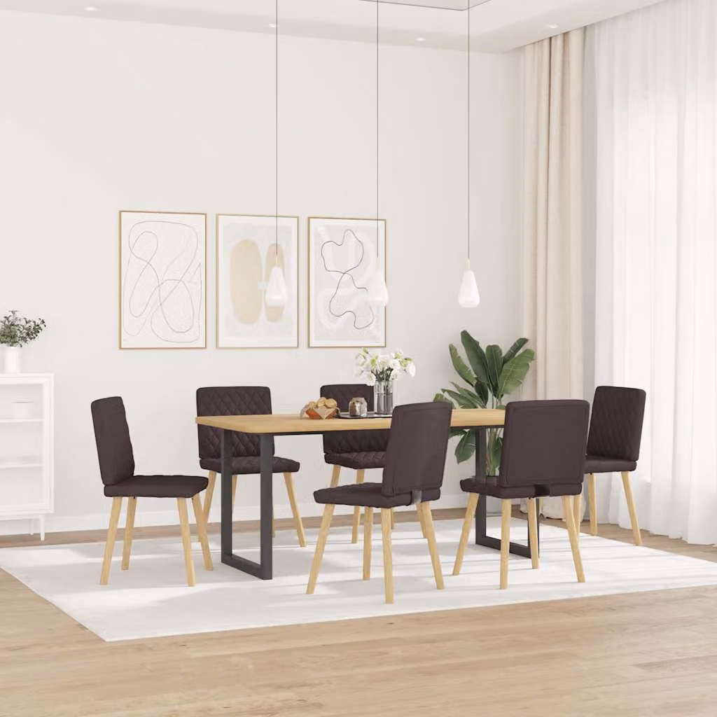 vidaXL Sedie da Pranzo 6 pz Marrone Scuro in Tessuto