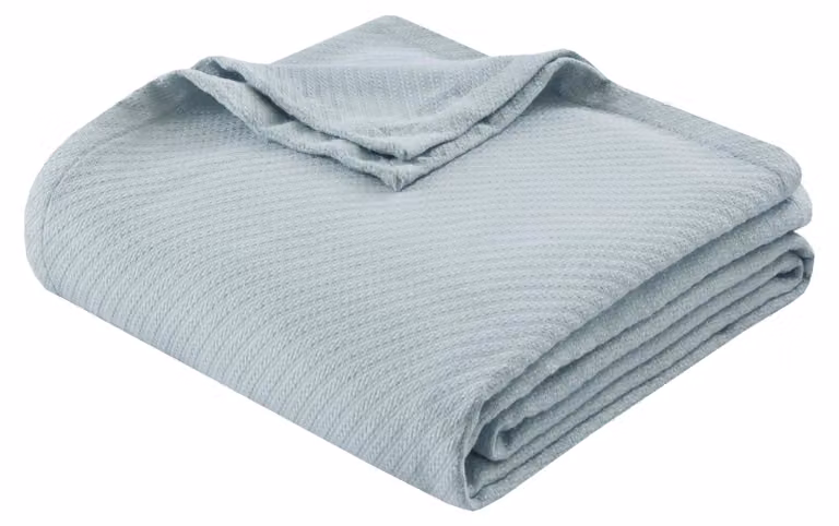 Coperta in cotone liquido, matrimoniale/queen size, azzurra, 100% cotone