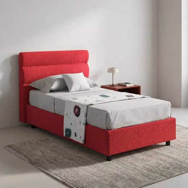 Brez, Letto Singolo Sfoderabile Made in Italy, Rosso