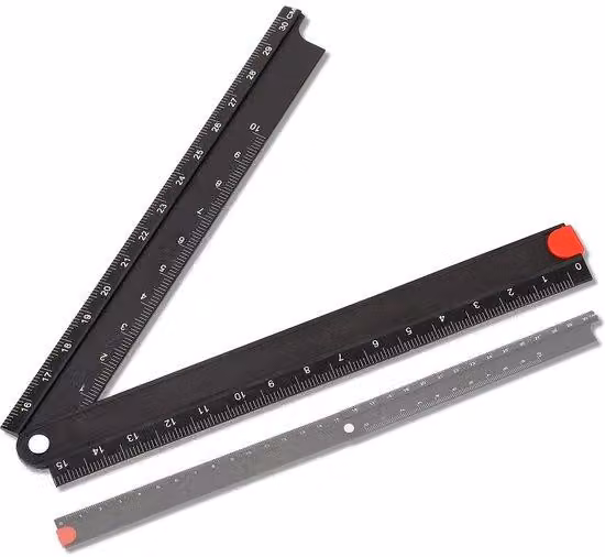Goniometro metallico pieghevole, angolo di 90 gradi, colore nero, materiale: metallo