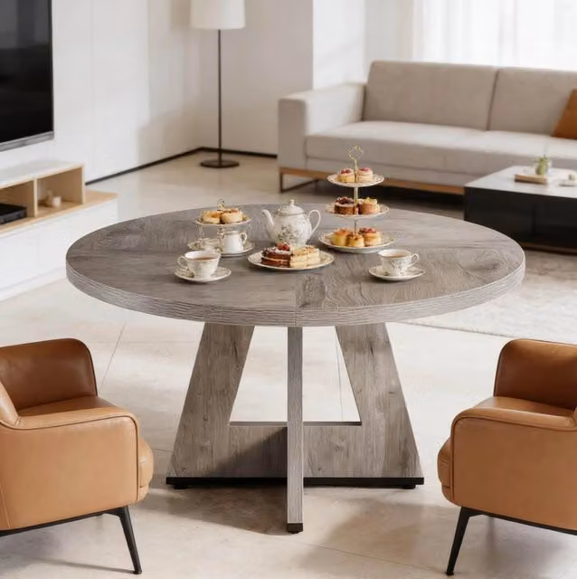 Tavolo da pranzo rotondo in legno stile rustico Ø 120 cm, senza sedie