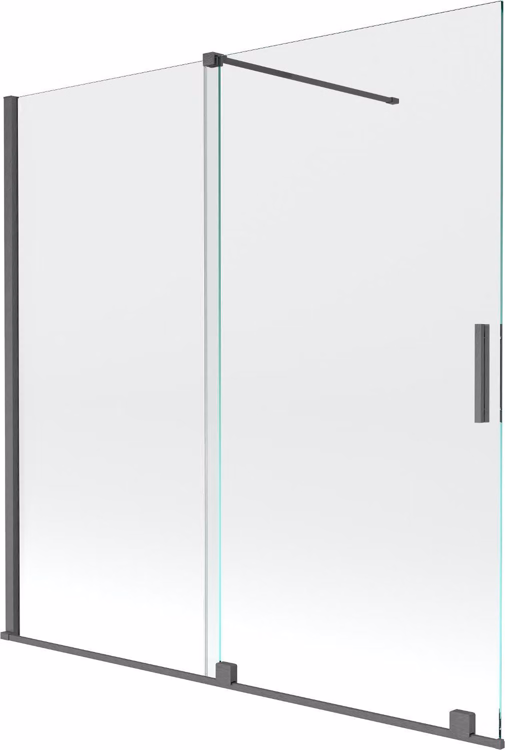Mexen Velar parete per vasca da bagno con 2 ante scorrevoli 160 x 150 cm, trasparente, grigio canna di fucile spazzolato