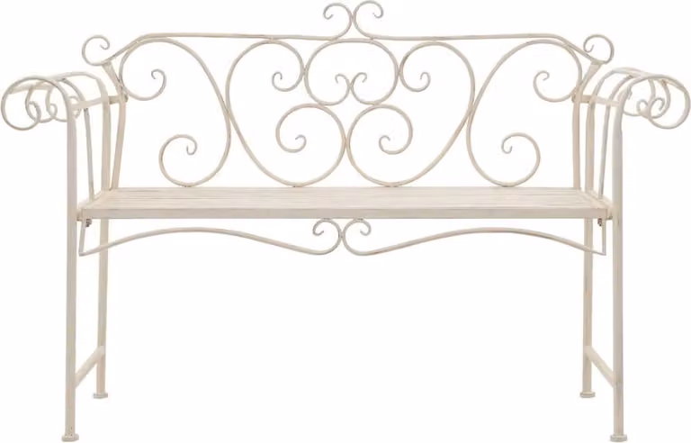Panchina da Giardino 132 cm in Metallo Bianco Anticato
