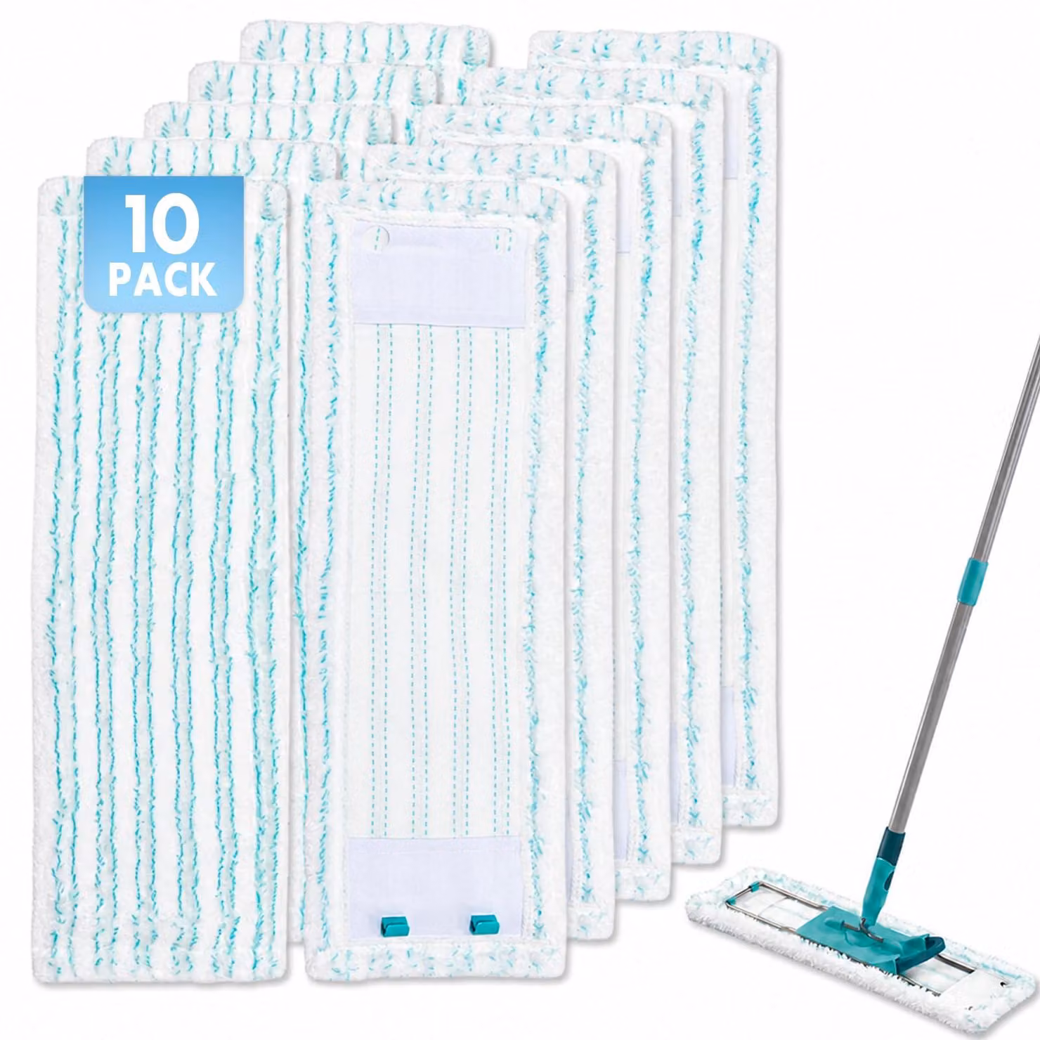 Confezione da 10 panni in microfibra per la pulizia di pavimenti duri, dimensioni 47x16,5 cm