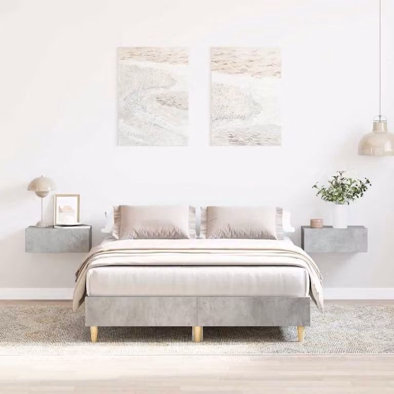 vidaXL Giroletto senza Materasso Grigio Cemento in Truciolato e MDF L: 138 cm, P: 193 cm