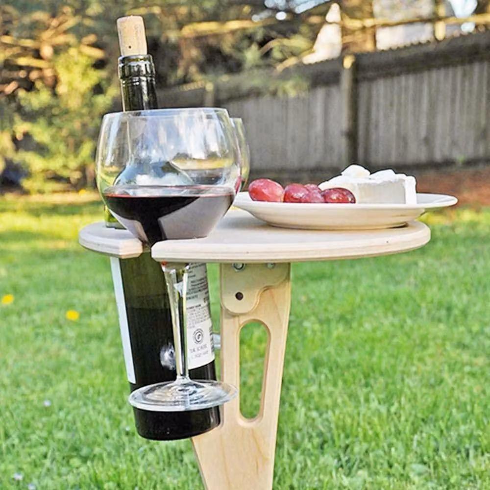Tavolino pieghevole da esterno con portabicchieri, portatile, compatto, ideale per la spiaggia e i picnic