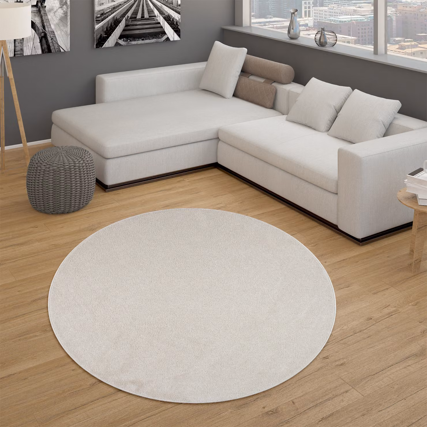 Tappeto rotondo moderno beige tappeto.it Diametro: 160 cm – 3