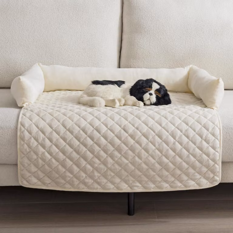 Copertura lavabile per divano, adatta anche come cuccia per cani, colore beige, dimensioni 90x90 cm