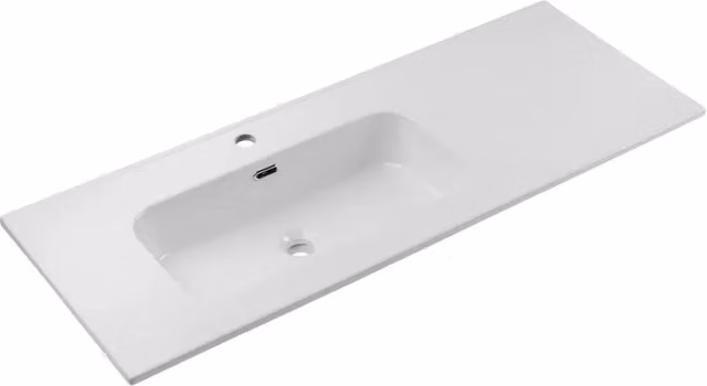 Lavabo da incasso ESSEN 120 cm in ceramica bianca lucida a sinistra