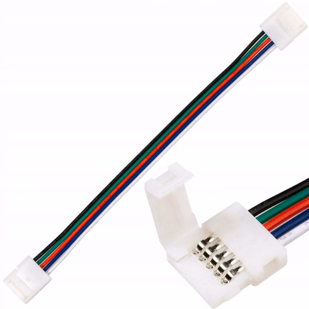 Connettore per strisce RGBW a 5 pin, 12 mm, bifacciale con cavo