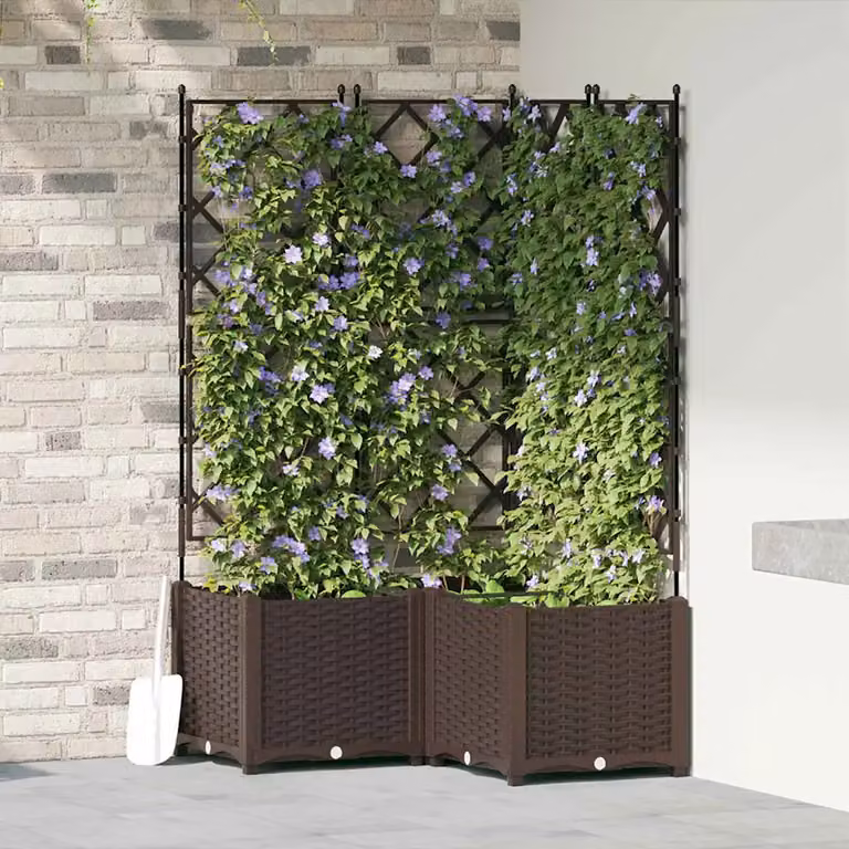 Set di 3 vasi da giardino vidaXL in plastica marrone, L/P/H: 80 x 80 x 143 cm