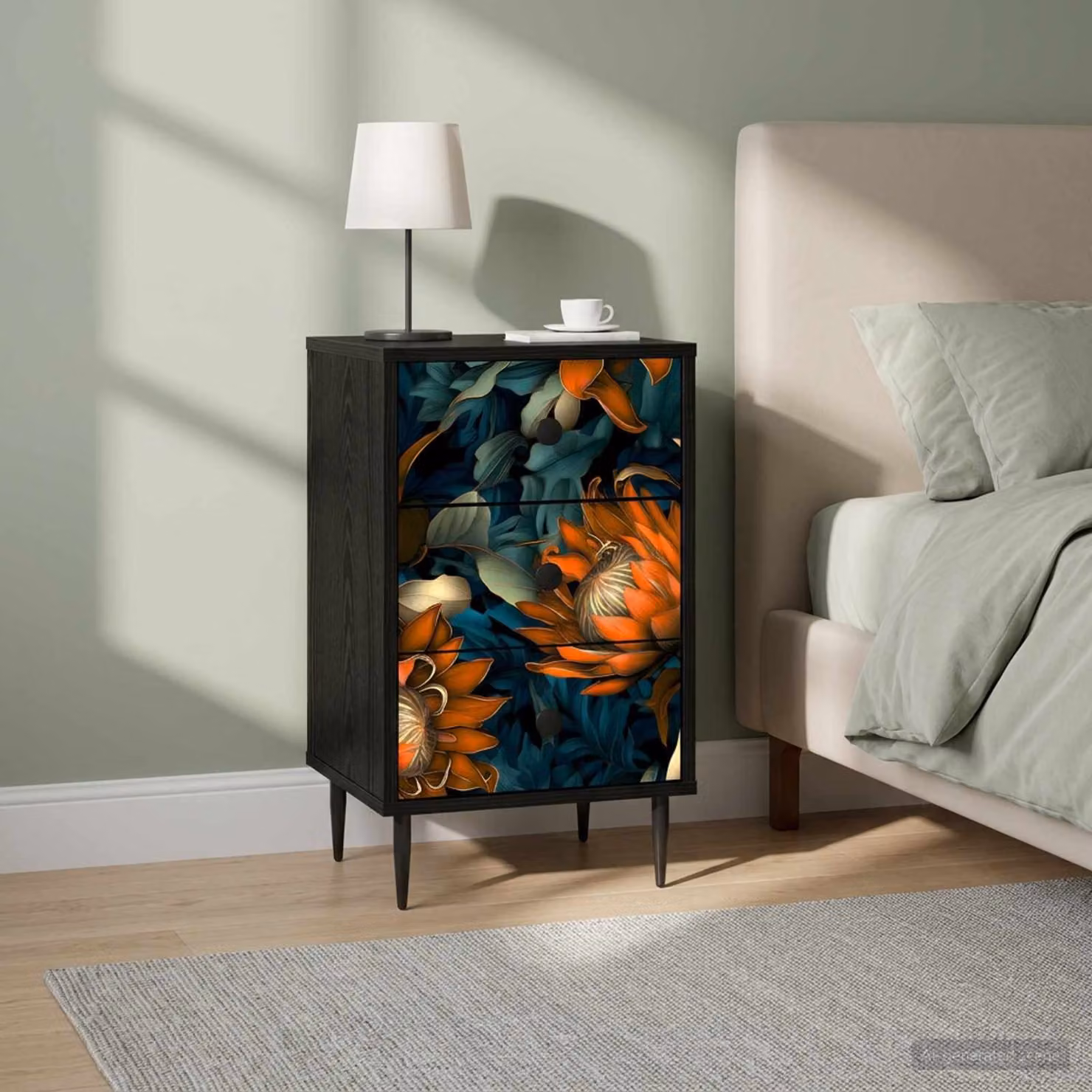 Set di 2 Armadi da Notte vidaXL LOCHEM in Rovere e Nero, Design Moderno, L/P/H: 36 x 33 x 61 cm