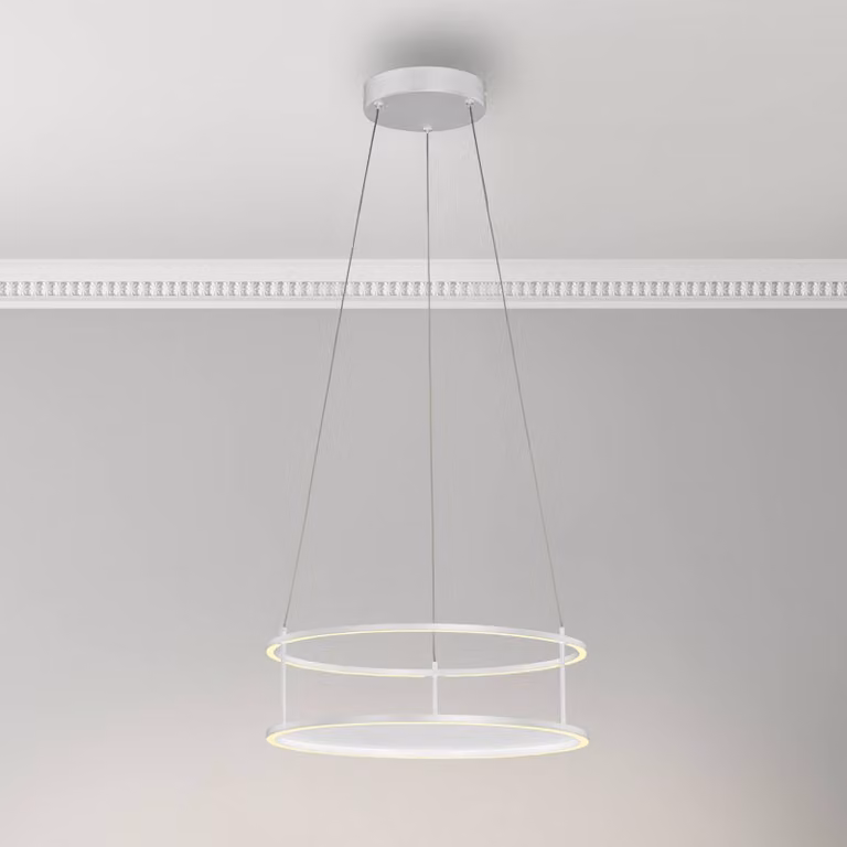 Paul Neuhaus Lampada LED a sospensione Conni di Neuhaus, bianca, Ø 50 cm Conni, dimmerabile, Bianco / Opale, Soggiorno / Sala da pranzo, Metallo, Moderno