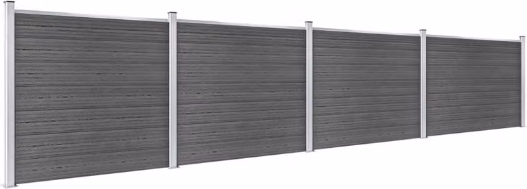 Set Pannelli di Recinzione in WPC 699x146 cm Nero