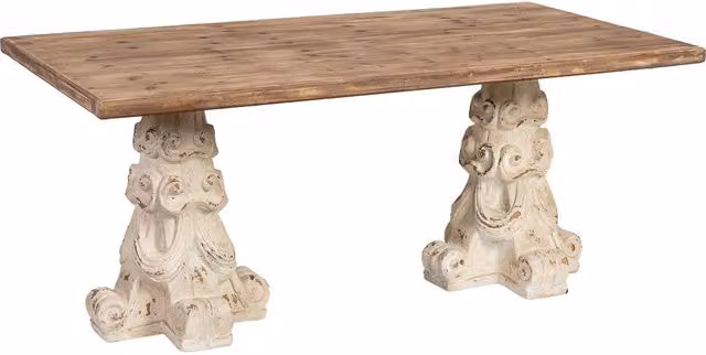 Tavolino da caffè in legno e magnesio marrone e bianco 180x95x78h cm