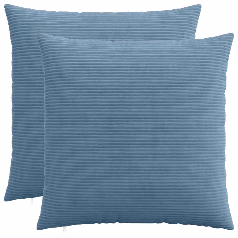 Set di 2 federe vidaXL HEERLEN in velluto a coste blu, L 65 cm x L 65 cm