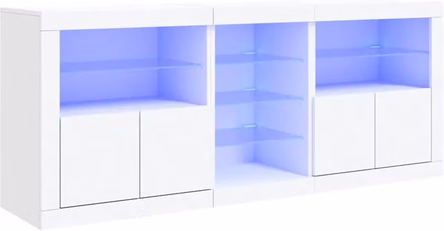 Credenza | Madia | Buffet da pranzo | Armadio da pranzo con Luci LED Bianca 181,5x37x67 cm