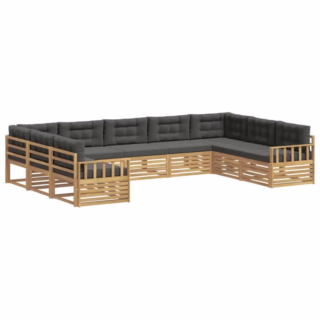 Set di divani da esterno a L vidaXL in legno di acacia con cuscini Bianco e Antracite – 2