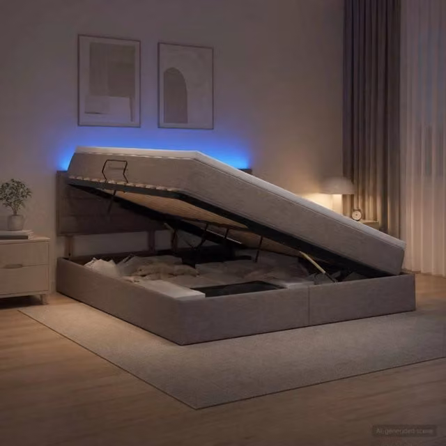 Letto con contenitore LED e materasso Tortora 160 x 200 cm 3459012