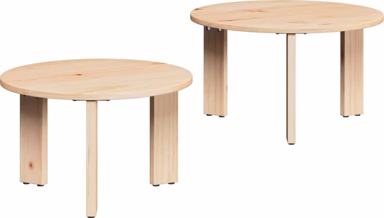 Maison Exclusive - Tavolino da caffè, set da 2 pezzi, colore naturale, 47,5 x 47,5 x 27 cm, legno massello di pino