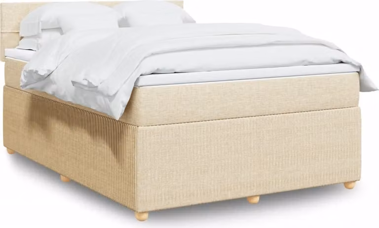 Maison Exclusive - Letto boxspring con materasso Crema 140x200 cm Tessuto