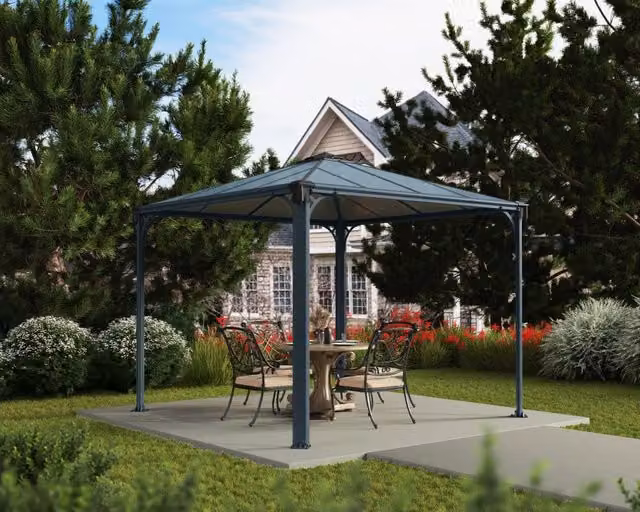 Gazebo in alluminio Palram Palermo modello hip colore antracite L: 300 cm x P: 300 cm