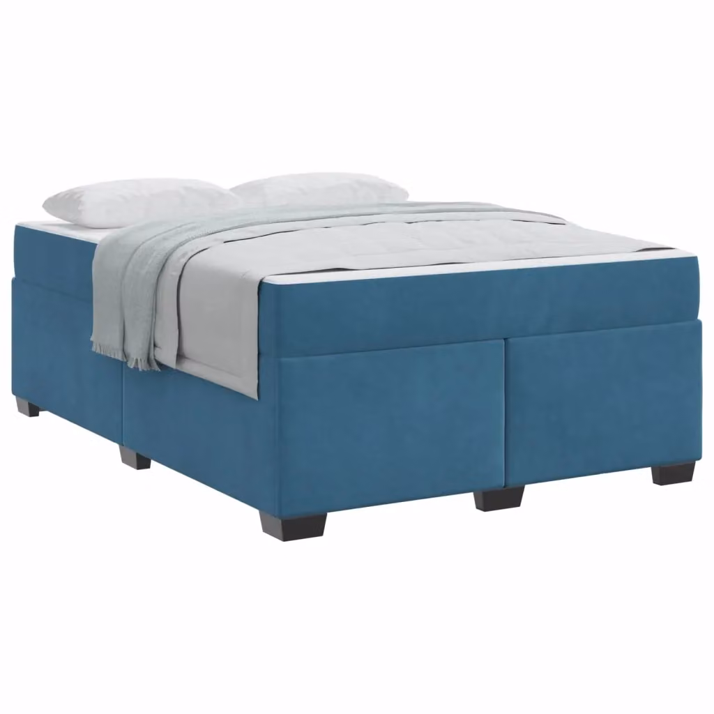 Struttura del letto moderna vidaXL in tessuto blu con legno e MDF, L: 160 cm, P: 200 cm – 2