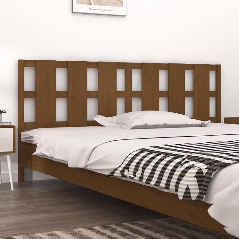 Testiera per letto vidaXL in legno massello di pino color ambra, L: 205,5 cm, P: 4 cm, H: 100 cm