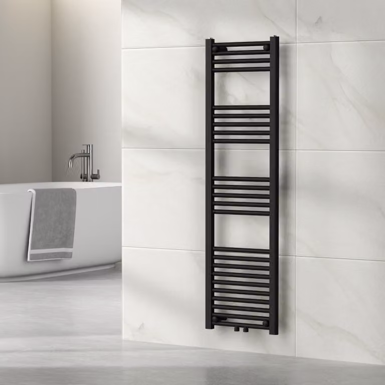 Radiatore per asciugamani 'Voss' con 24 aste in acciaio 140 x 40 cm Nero