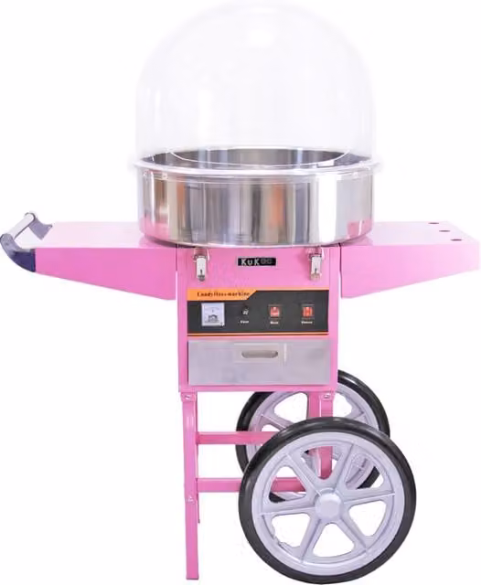 Macchina Zucchero Filato Rosa con Carrello e Cupola 50 cm Kukoo