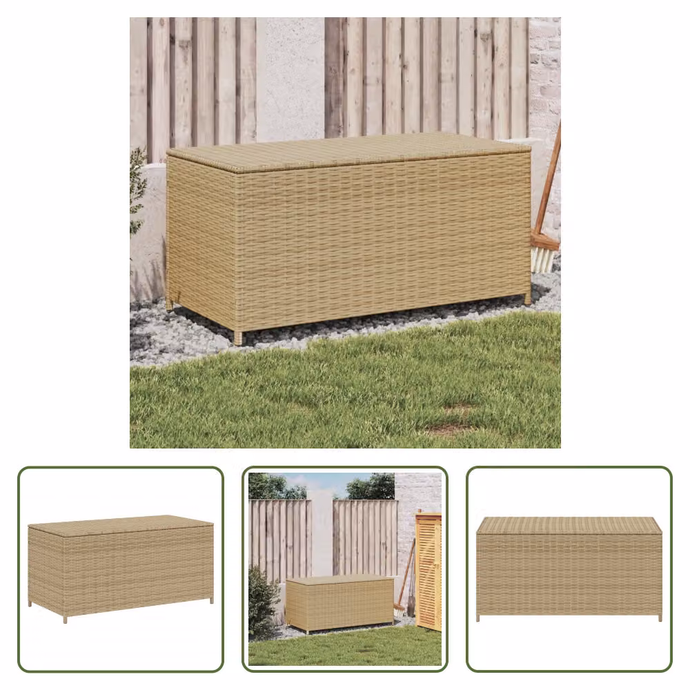 The Living Store Cassapanca da giardino Beige 190L Poly Rattan