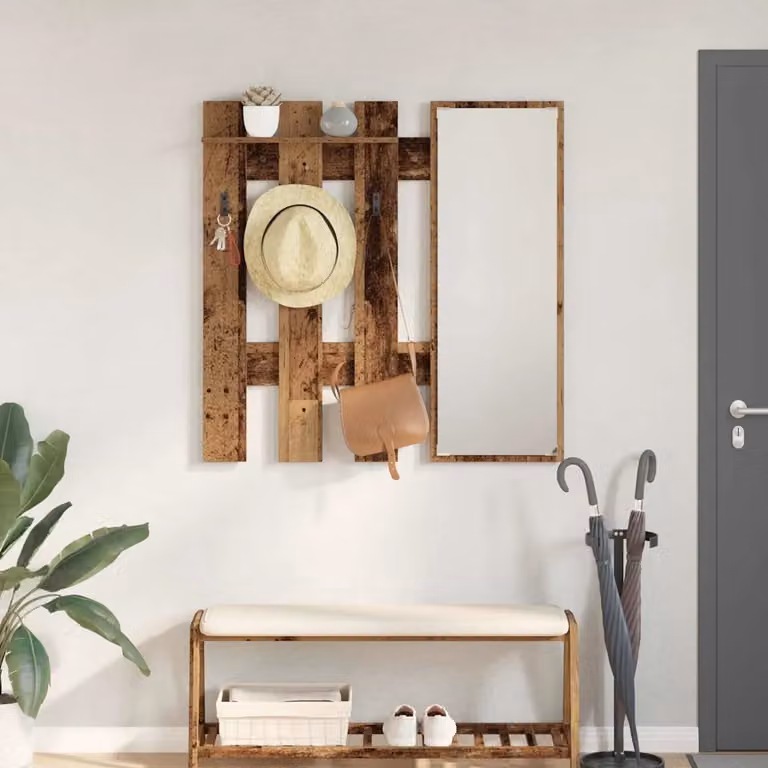 vidaXL Appendiabiti a muro moderno in legno marrone L 100 cm x H 100 cm x P 10 cm