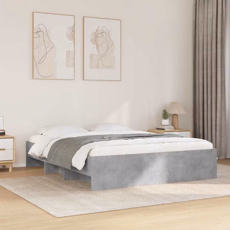 vidaXL Giroletto senza Materasso Grigio con Listelli in Legno L: 160 cm, P: 200 cm, H: 35 cm