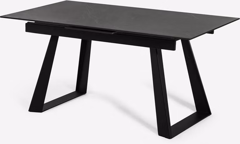 Tavolo da pranzo 160-200x90cm allungabile moderno effetto marmo Caracas - Nero