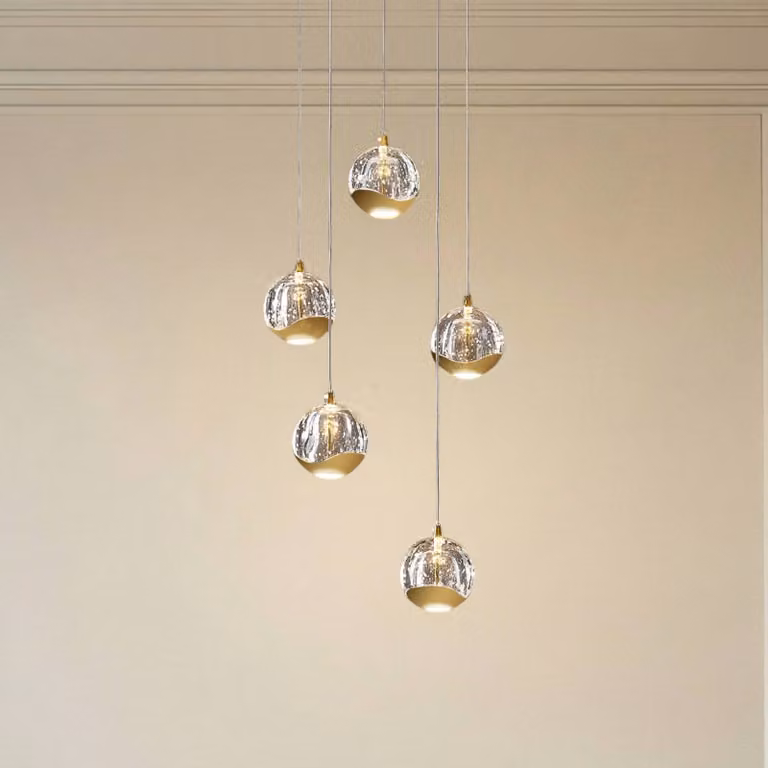 Lampada a sospensione in vetro Hayley Lucande, Chiaro / Trasparente, Soggiorno / Sala da pranzo, Vetro, Moderno, Lampada a sospensione