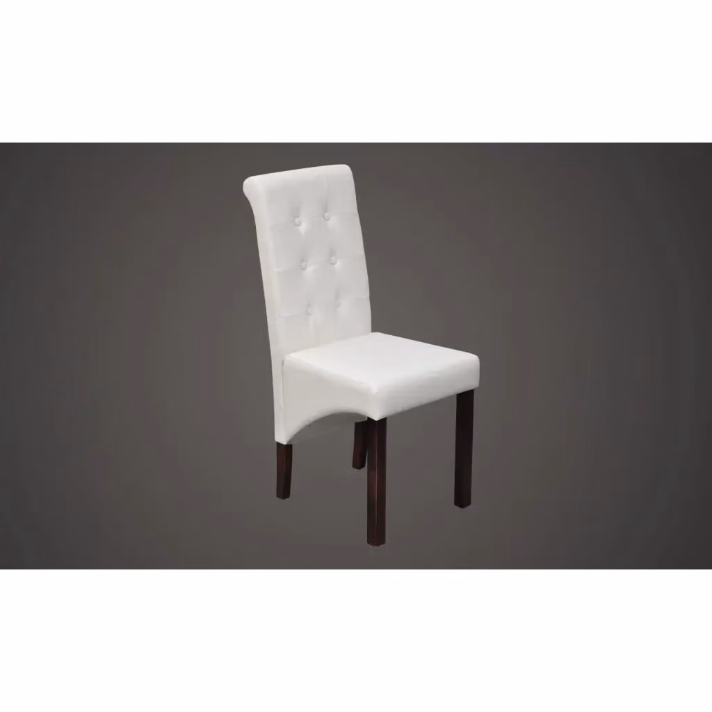 Set di 4 sedie da pranzo vidaXL in similpelle bianca con struttura in legno e plastica – 2