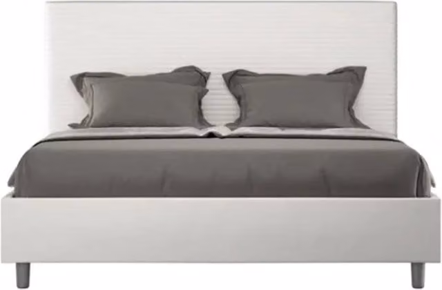 Letto matrimoniale contenitore imbottito 160x200 similpelle bianco Focus