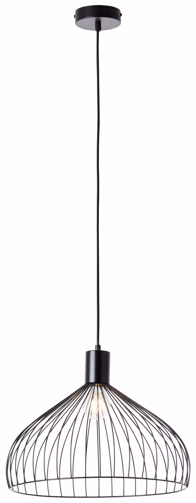 Lampada BRILLIANT, lampada a sospensione Blacky 40 cm nero opaco, 1x A60, E27, 40 W, cavo accorciabile / regolabile in altezza