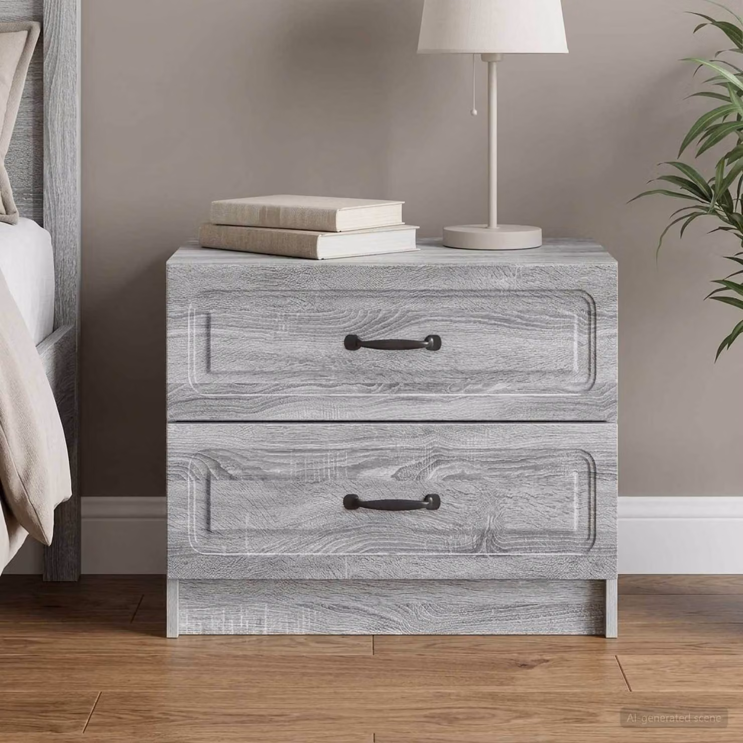 Armadio da Notte vidaXL Grigio Sonoma L: 62 cm, P: 34,5 cm, H: 44,5 cm