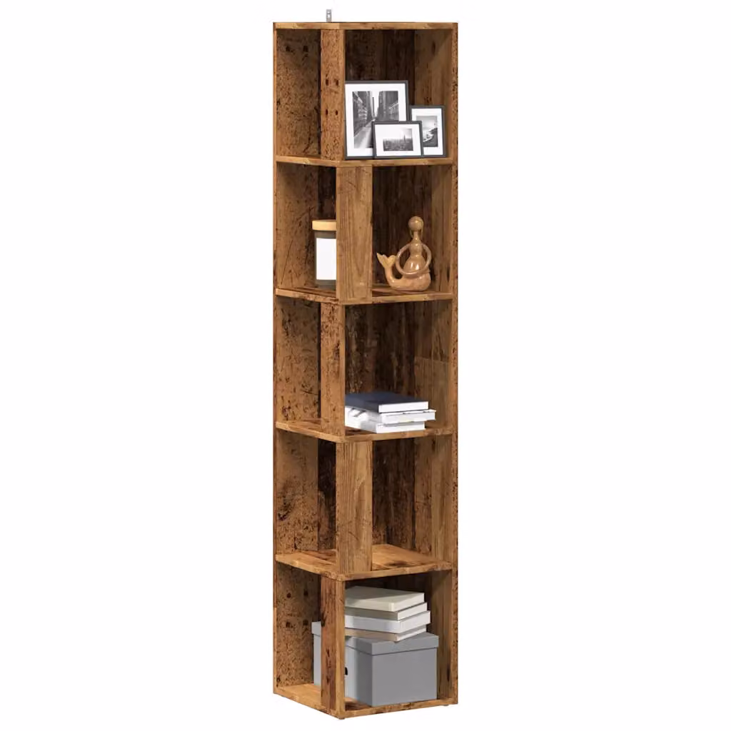 Mobile d'angolo vidaXL in legno color rovere con ripiani interni, L/P/H: 33 x 33 x 165 cm