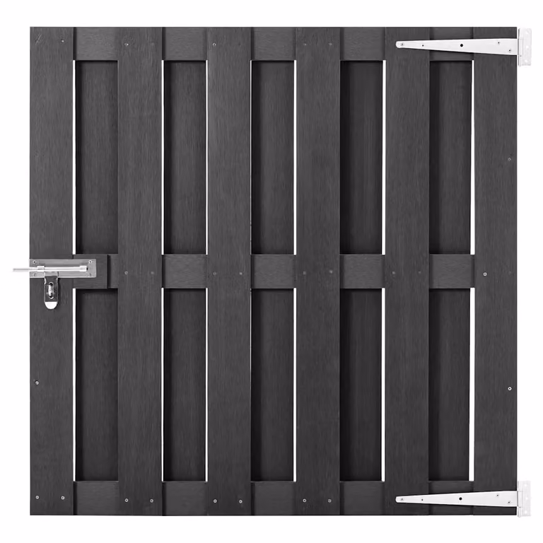 Cancello da giardino singolo a battente vidaXL in WPC e alluminio, Grigio, L/P/H: 100 x 100 x 4 cm