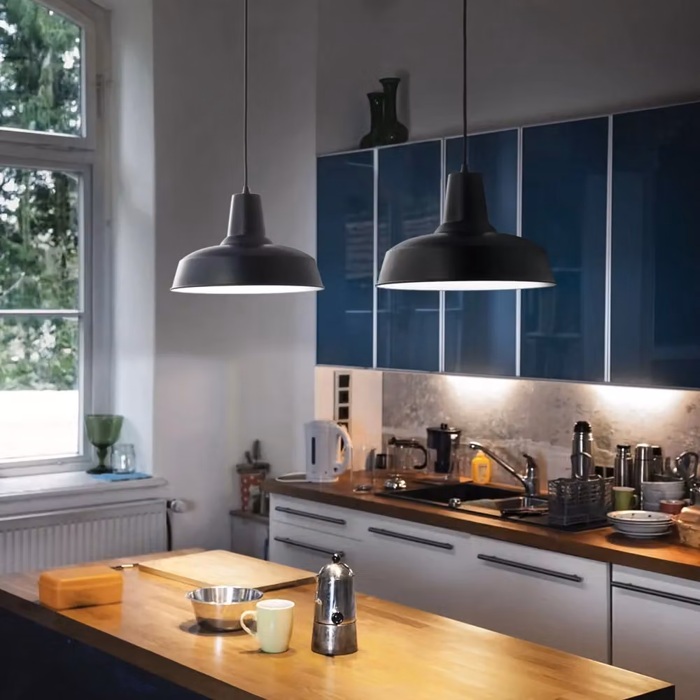 Sospensione Industrial Ideal Lux Moby in Metallo con Attacco E27, Disponibile in Nero, Bianco o Rame – 2