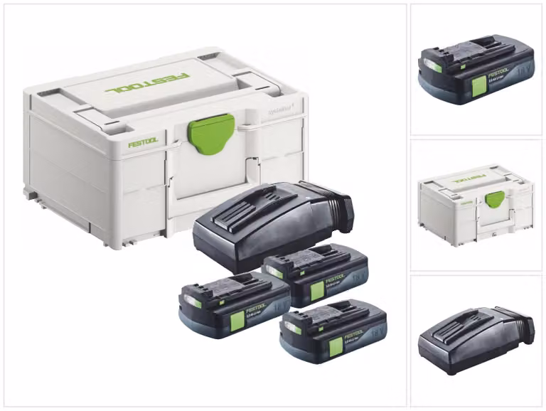 Festool energy set 3x BP 18 Li 3.0 C batteria 18 V 3.0 Ah / 3000 mAh Li-Ion ( 3x 577658 ) + caricatore TCL 6 ( 201135 ) + Systainer