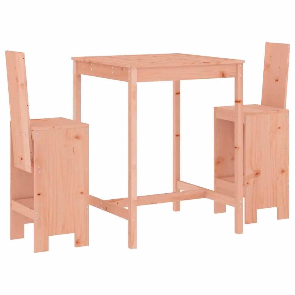 Set da Bar da Giardino vidaXL in Legno di Douglas Marrone 3 Pezzi L: 120 cm, H: 82,5 cm – 2