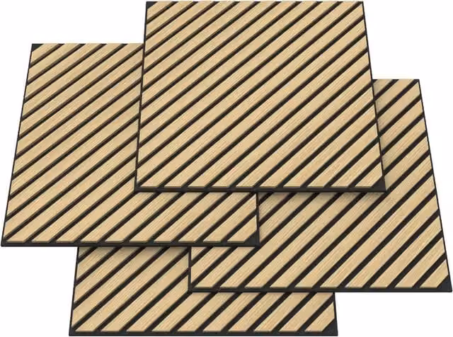 Set di 8 pannelli acustici con doghe diagonali effetto rovere marrone, superficie totale 2,88 m²