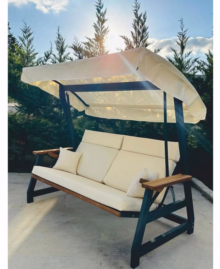 Casa Padrino Luxury Hollywood Swing Beige / Antracite / Marrone 226 cm - Arredo Giardino e Patio